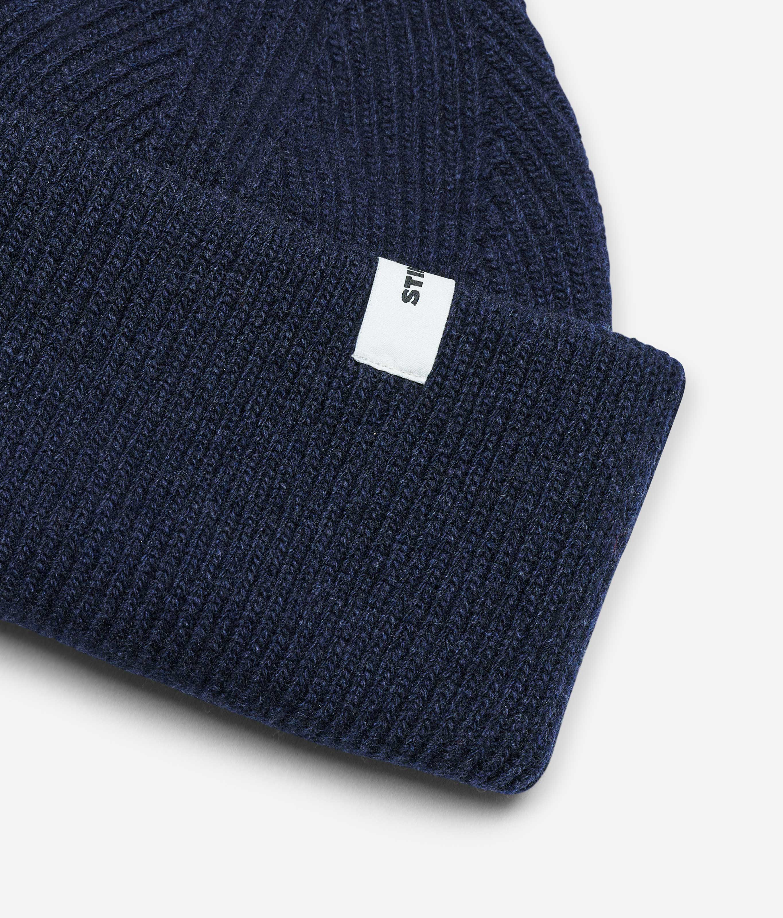 Stiksen Beanie 01 Merino Wool Navy Detail