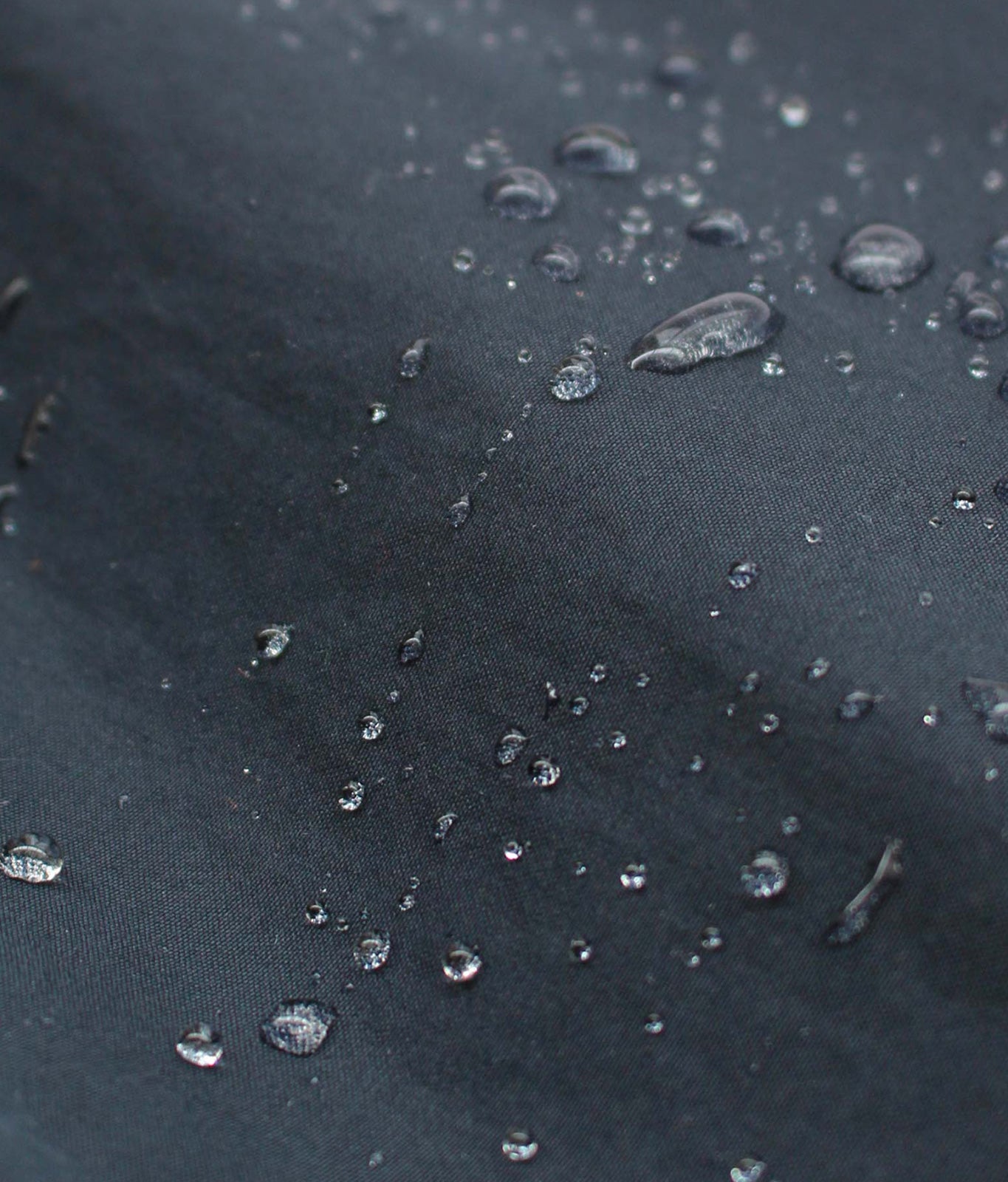 Ventile fabric with water droplets showing the waterproof characteristic