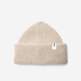Sand Beanie 01 oversized rib-knit merino wool beanie with double cuff, flat lay