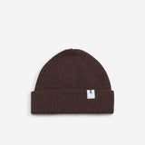 Brown Beanie 02 regular-fit rib-knit merino wool beanie with cuff, flat lay