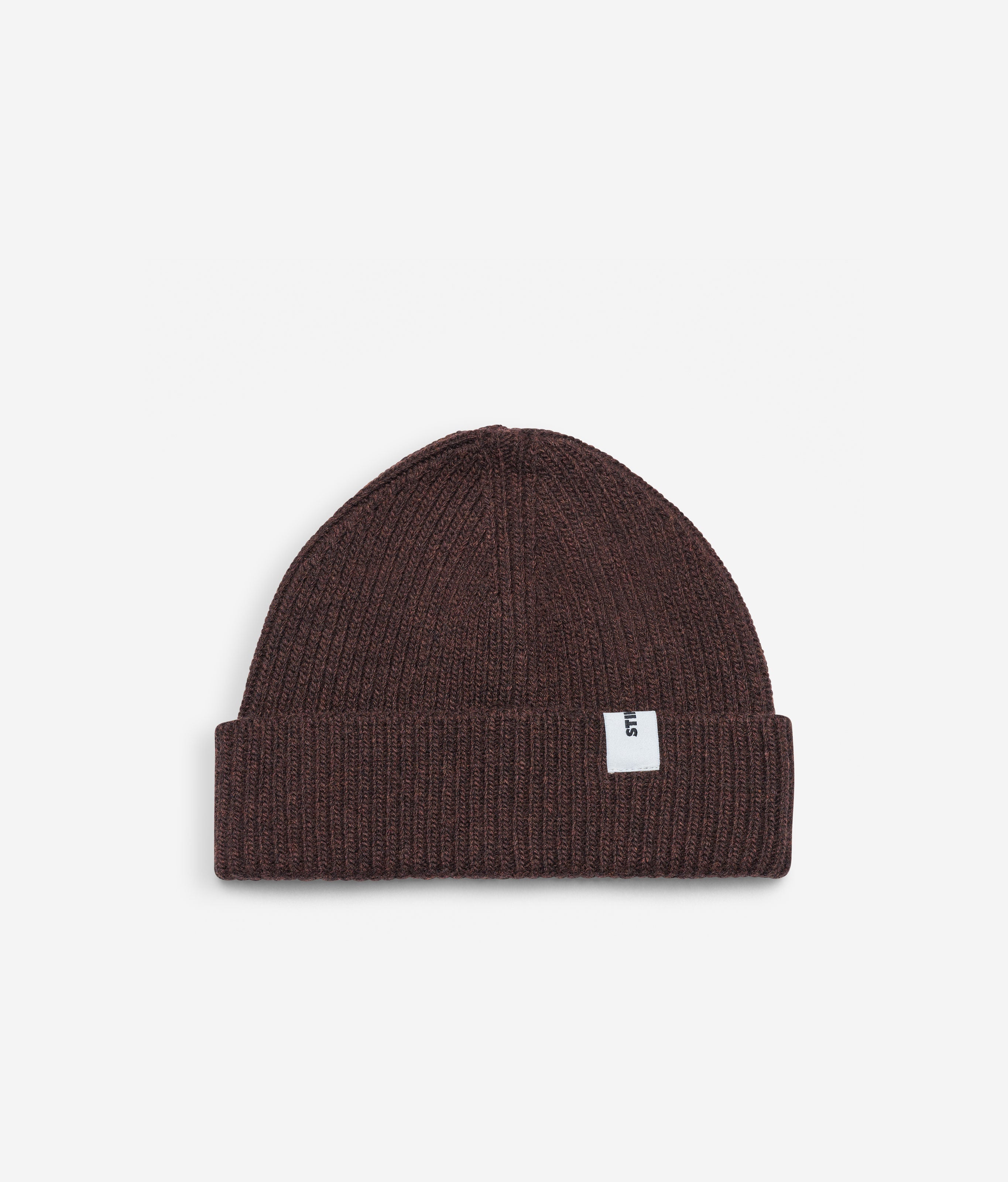 Brown Beanie 02 regular-fit rib-knit merino wool beanie with cuff, flat lay