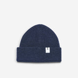 Navy Beanie 02 regular-fit rib-knit merino wool beanie with cuff, flat lay