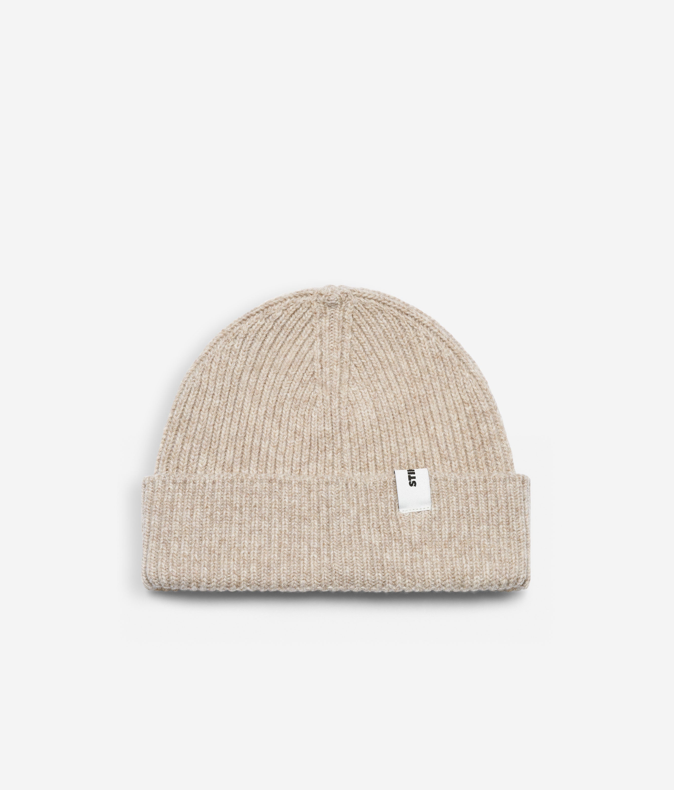 Sand Beanie 02 regular-fit rib-knit merino wool beanie with cuff, flat lay