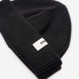 Black Beanie 03 short-fit fisherman beanie in merino wool, alternate product view