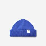 Cobalt Beanie 03 short-fit fisherman beanie in merino wool, product view