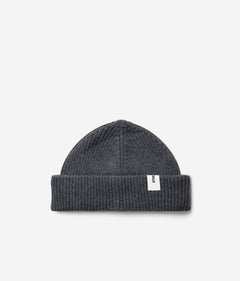 Dark Grey Beanie 03 short-fit fisherman beanie in merino wool, product view