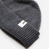 Dark Grey Beanie 03 short-fit fisherman beanie in merino wool, alternate product view