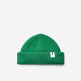 Kelly Green Beanie 03 short-fit fisherman beanie in merino wool, product view