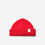 Red Beanie 03 short-fit fisherman beanie in merino wool, product view