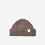 Taupe Beanie 03 short-fit fisherman beanie in merino wool, product view