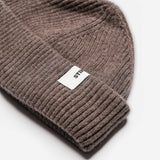 Taupe Beanie 03 short-fit fisherman beanie in merino wool, alternate product view