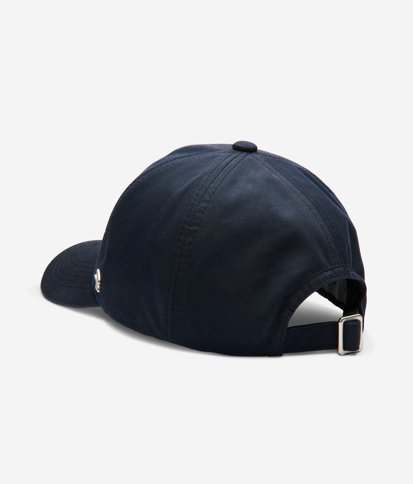 Midnight Blue Ventile dad cap back view with adjustable strap and metal buckle