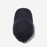 Midnight Blue Ventile dad cap top view showing crown construction and stitching details