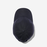 Midnight Blue Ventile dad cap top view showing crown construction and stitching details