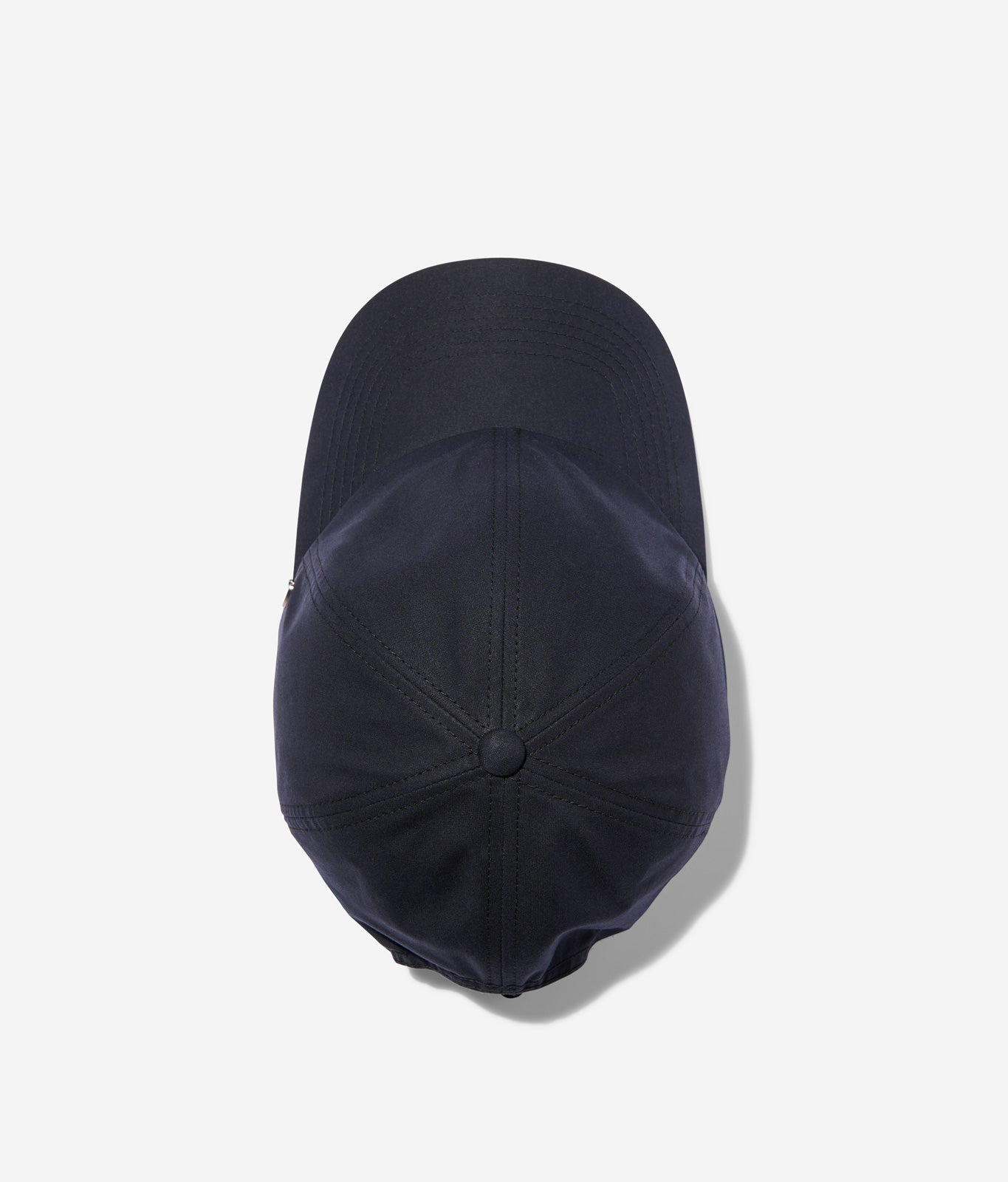 Midnight Blue Ventile dad cap top view showing crown construction and stitching details