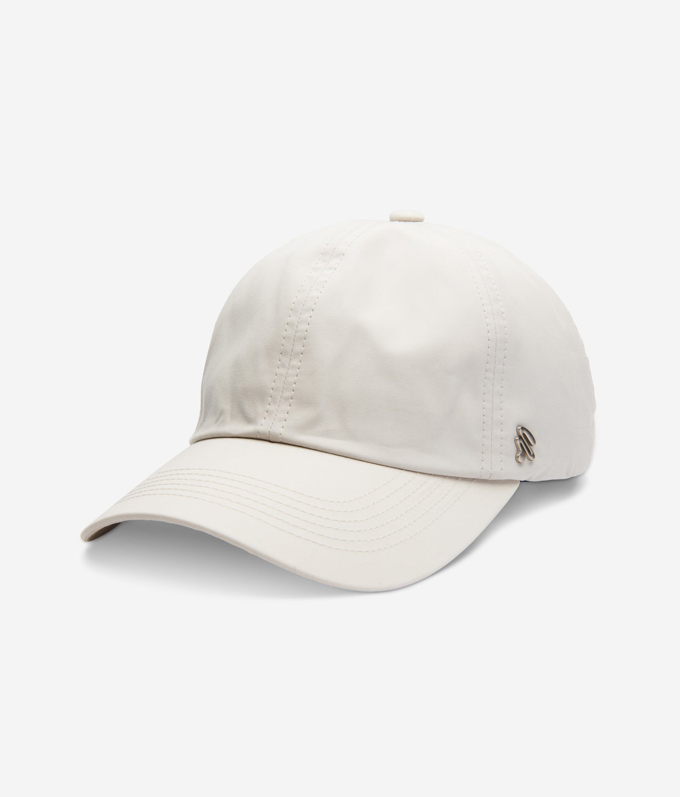White Stone Ventile dad cap angled front view showing curved brim and smooth fabric