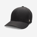 Black Ventile baseball cap angled front view showing curved brim and smooth fabric