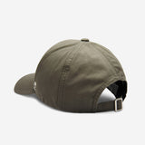 Moss Green Ventile baseball cap back view with adjustable strap and metal buckle