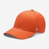 Orange Ventile baseball cap angled front view showing curved brim and smooth fabric