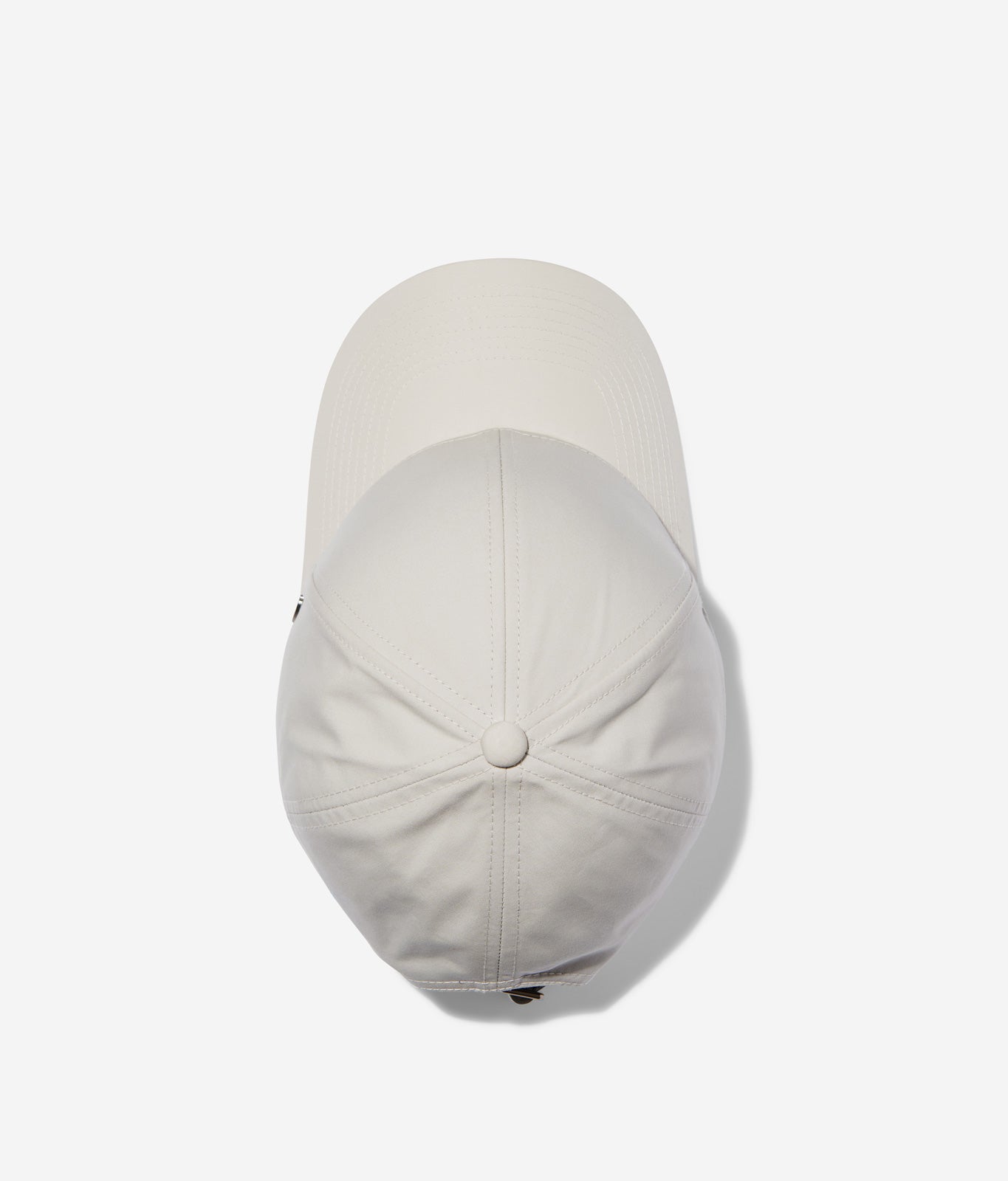 White Stone Ventile baseball cap top view showing crown construction and stitching details