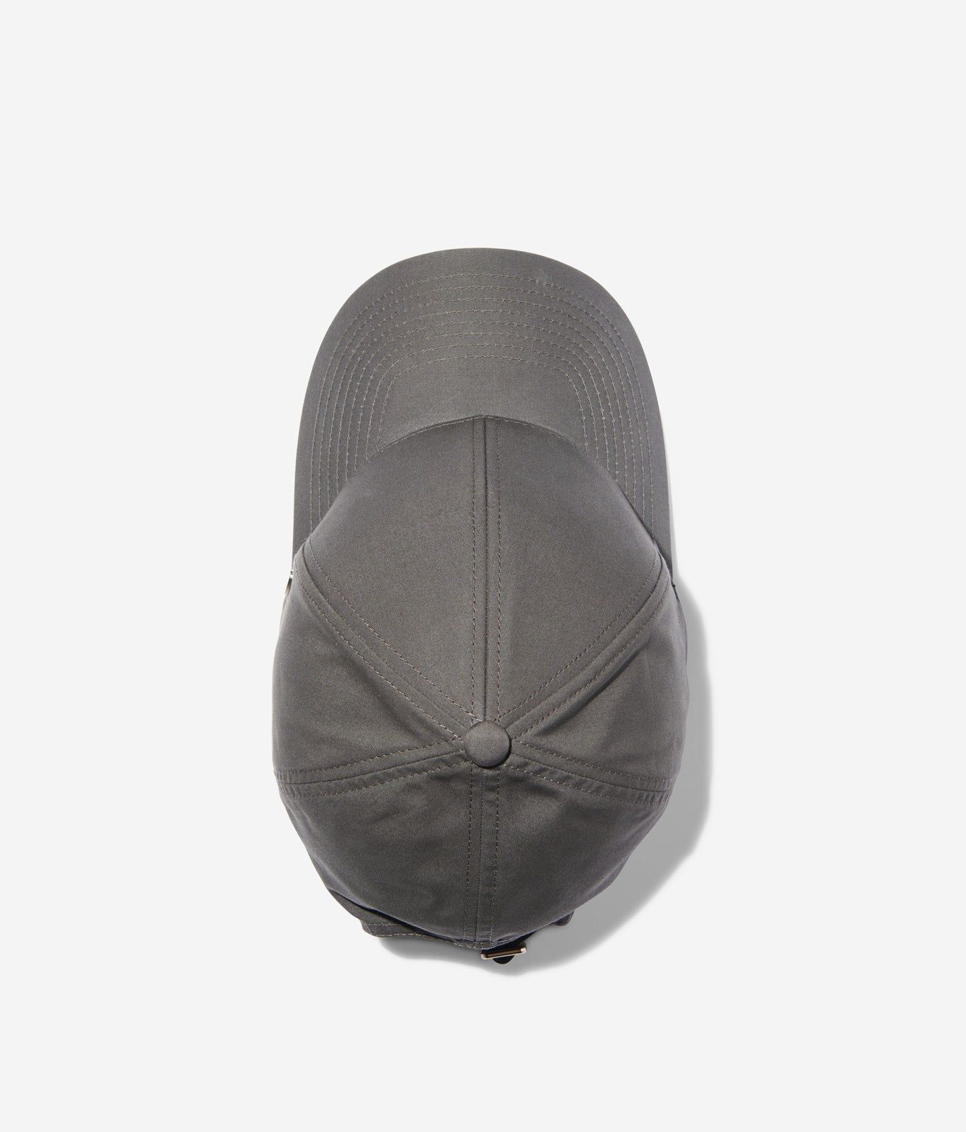 Taupe Ventile baseball cap top view showing crown construction and stitching details