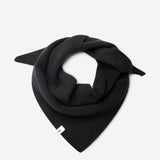 Black superfine merino wool triangle scarf, styled folded view