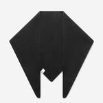Black superfine merino wool triangle scarf laid flat showing triangular shape