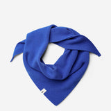 Cobalt superfine merino wool triangle scarf, styled folded view