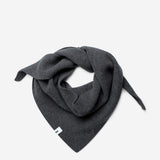 Dark Grey superfine merino wool triangle scarf, styled folded view