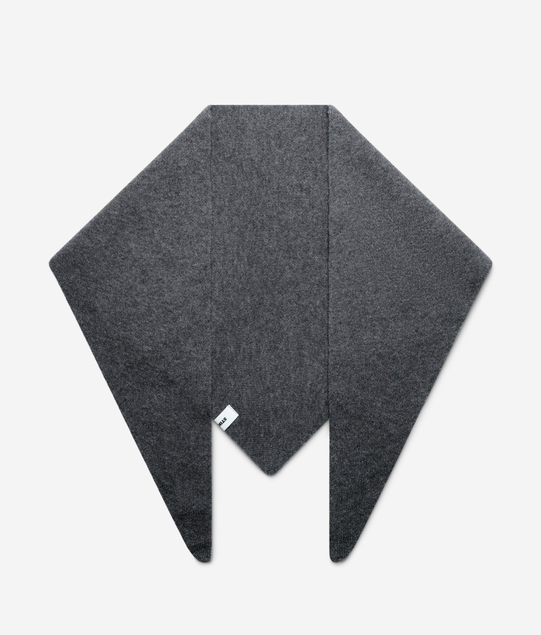 Dark Grey superfine merino wool triangle scarf laid flat showing triangular shape