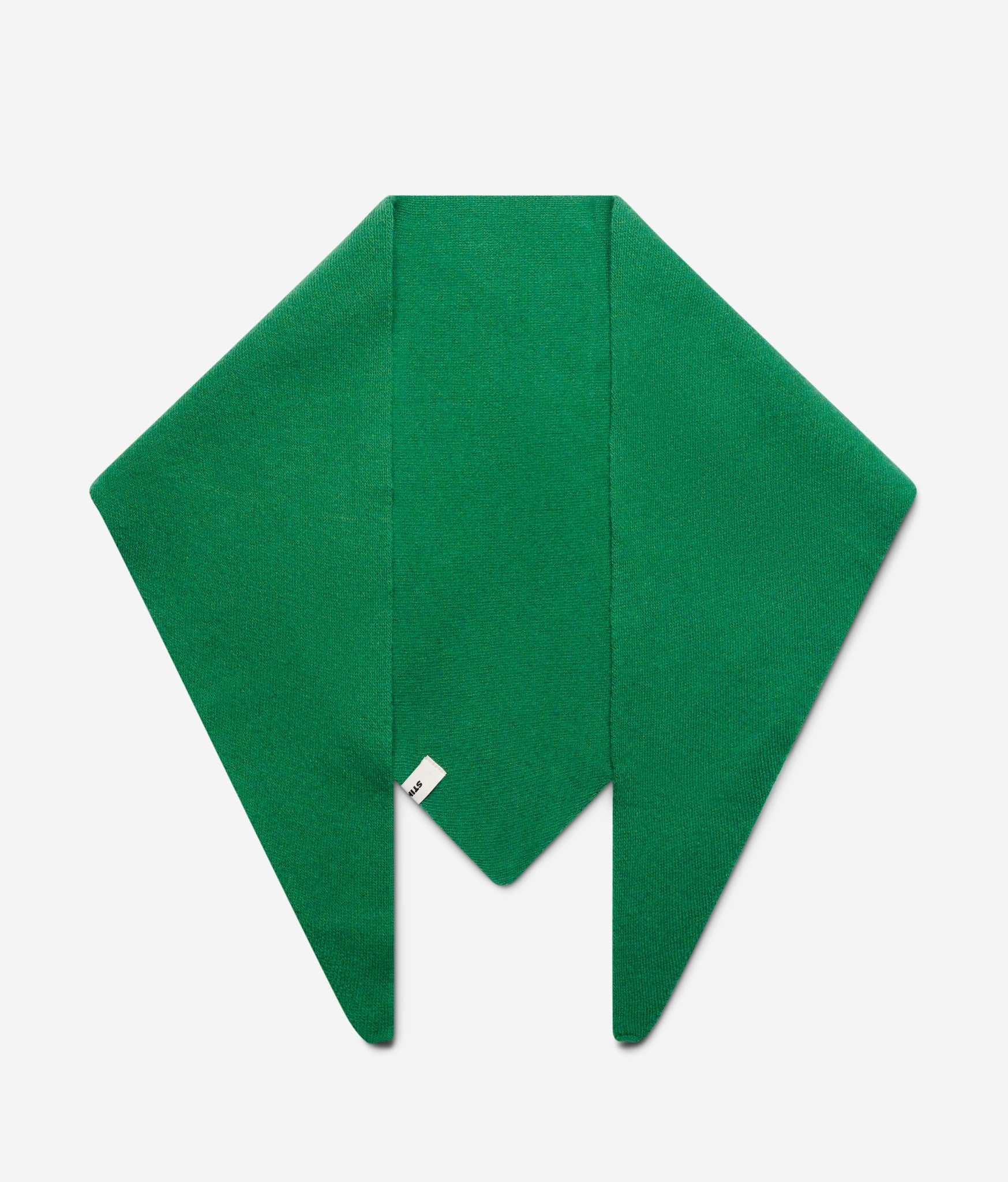 Kelly Green superfine merino wool triangle scarf laid flat showing triangular shape
