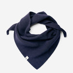 Navy superfine merino wool triangle scarf, styled folded view