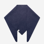 Navy superfine merino wool triangle scarf laid flat showing triangular shape