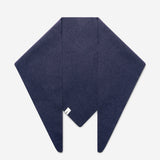 Navy superfine merino wool triangle scarf laid flat showing triangular shape