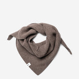 Taupe superfine merino wool triangle scarf, styled folded view