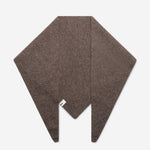 Taupe superfine merino wool triangle scarf laid flat showing triangular shape