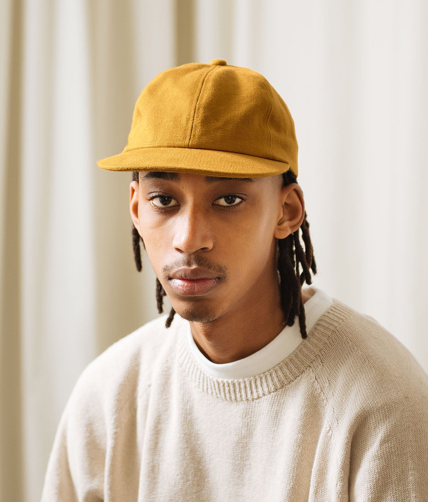 Stiksen 109 Canvas Mustard Flat Brim Cap Lifestyle